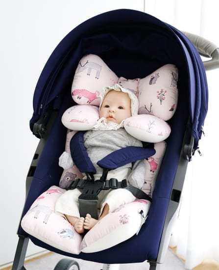 เบาะรองรถเข็น คาร์ซีท ARIBEBE ผ้า MICROMODAL ลายสัตว์ป่า ชมพู_0
